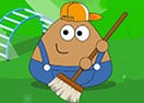 Pou Limpando a Escola