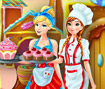 Anna and Cinderella at the Cupcakes Factory