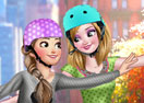 Elsa And Anna Roller Skating - Jogos Online