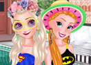 Elsa and Anna Pool Party