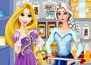 Elsa and Rapunzel Food Shopping