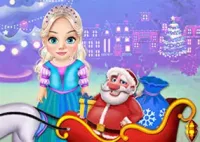 Jogar Little Elsa Clean Christmas Carriage - Papai Noel